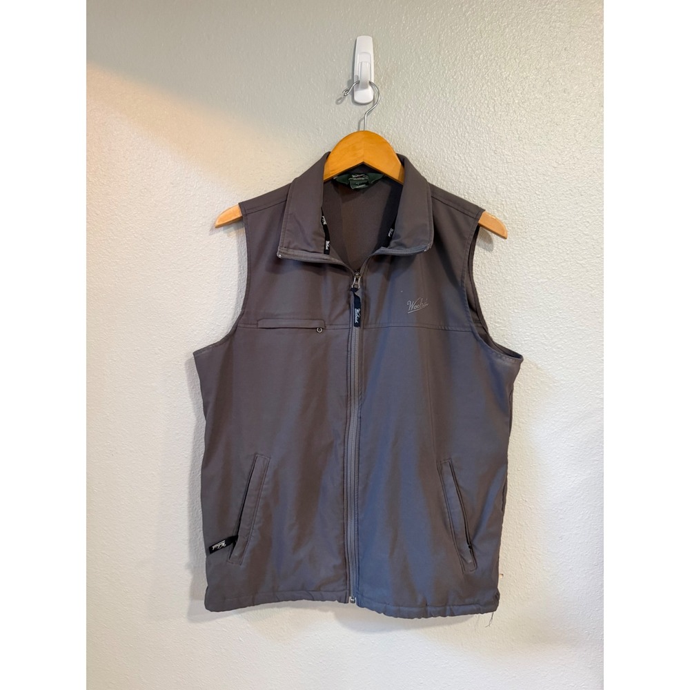 Woolrich Softshell Vest Mens L Slate Gray Full‎ Zip Outdoor Hiking Western